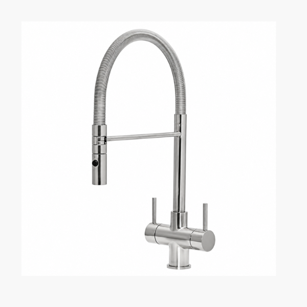 Aquila 2 lever Italian design three way tap & filter Brushed Chrome